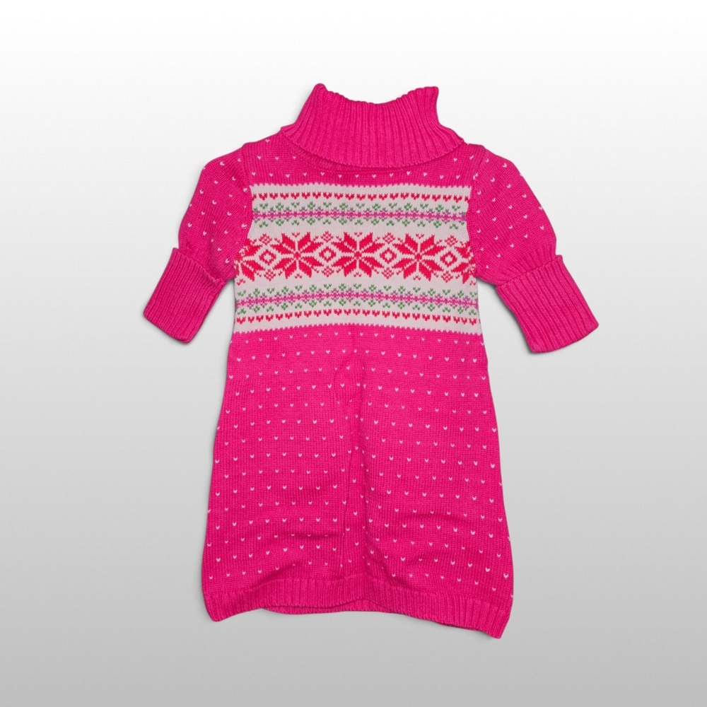 Toddler Coquette Knit Ribbed Pink Sweater Dress Snowflake Savannah 2T Holiday